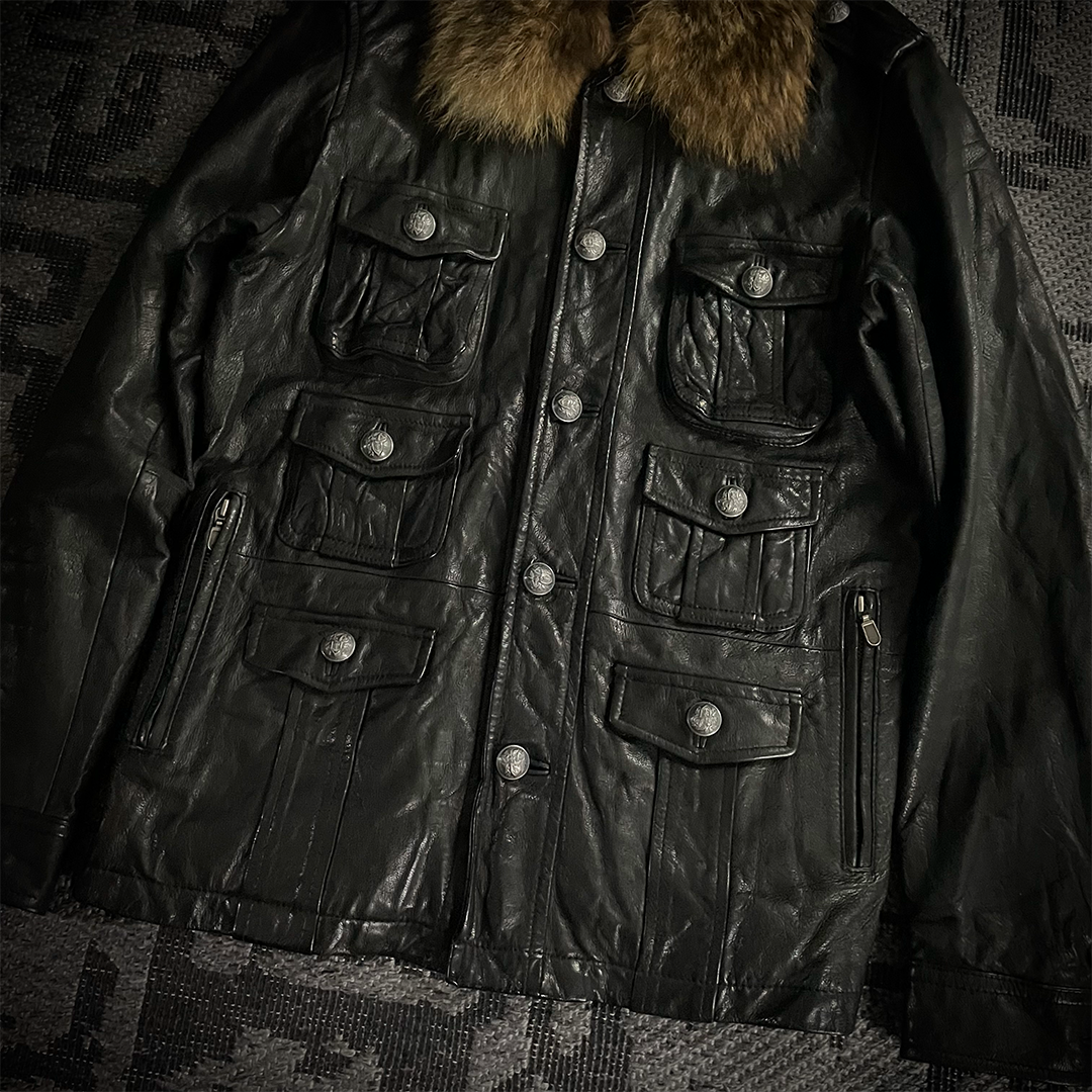 Different Rupert Multi Pocket Fur Goat Leather Jacket