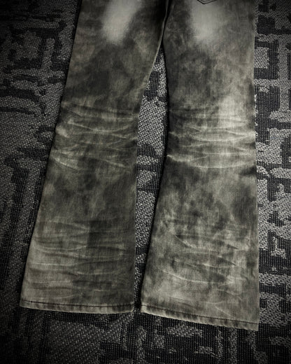 Black Crown Acid Wash Boot Cut Jeans