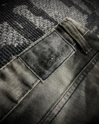 Black Crown Acid Wash Boot Cut Jeans