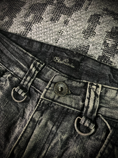 Black Crown Japanese Distressed Flared Jeans