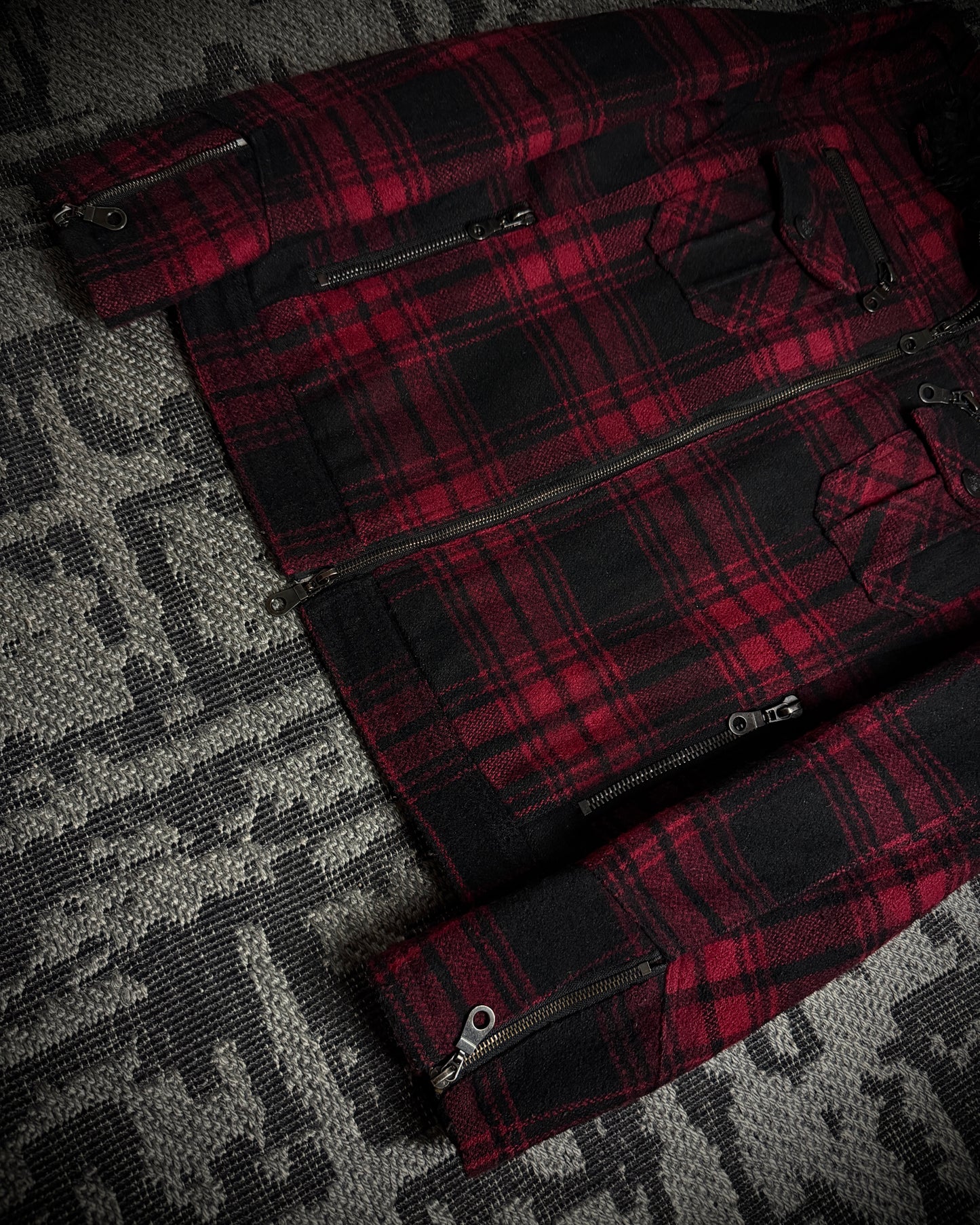 In The Attic Plaid Faux Fur Collar Zip Jacket