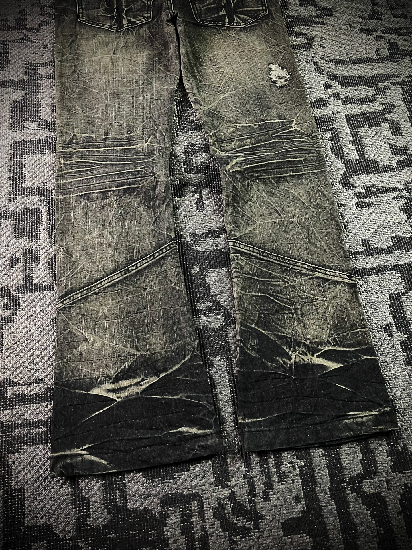 Black Crown Japanese Distressed Flared Jeans