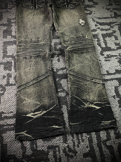 Black Crown Japanese Distressed Flared Jeans
