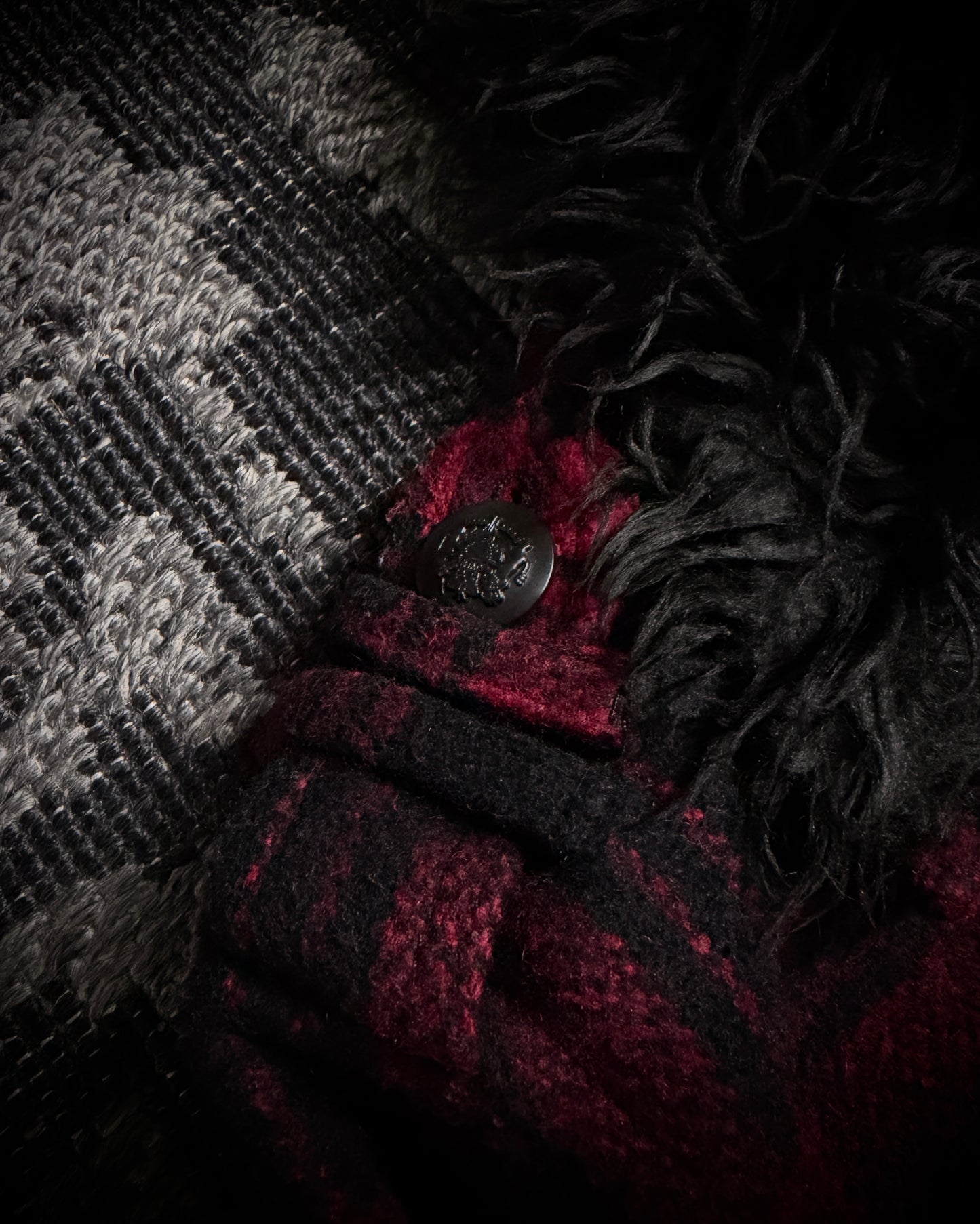 In The Attic Plaid Faux Fur Collar Zip Jacket