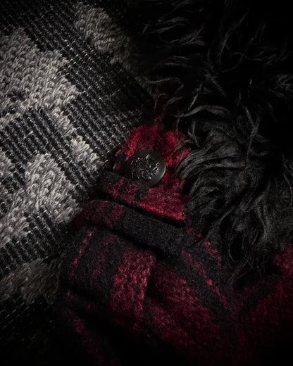 In The Attic Plaid Faux Fur Collar Zip Jacket