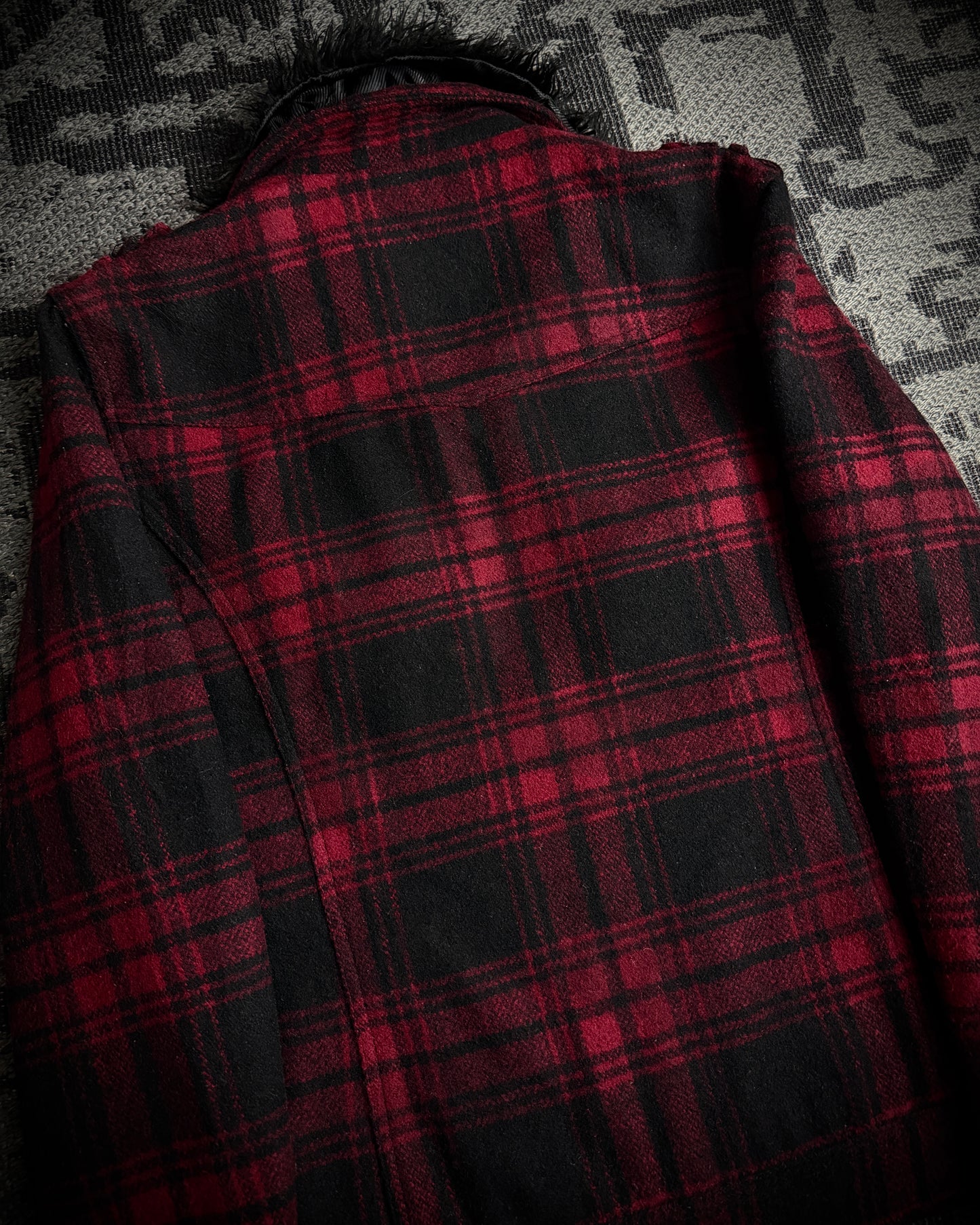 In The Attic Plaid Faux Fur Collar Zip Jacket