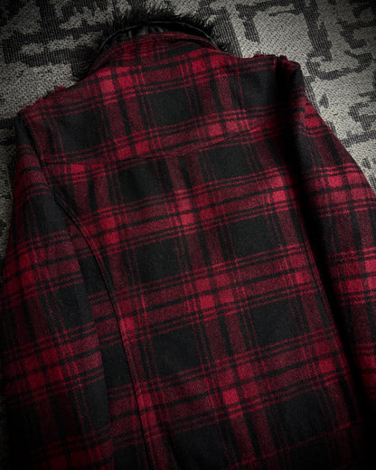 In The Attic Plaid Faux Fur Collar Zip Jacket