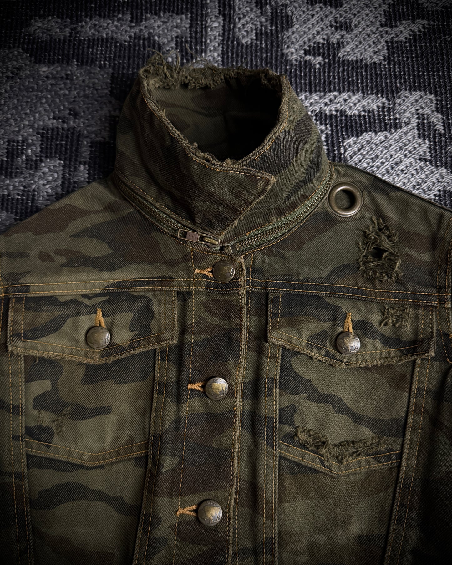 LGB Detachable Zip Collar Camo Jacket