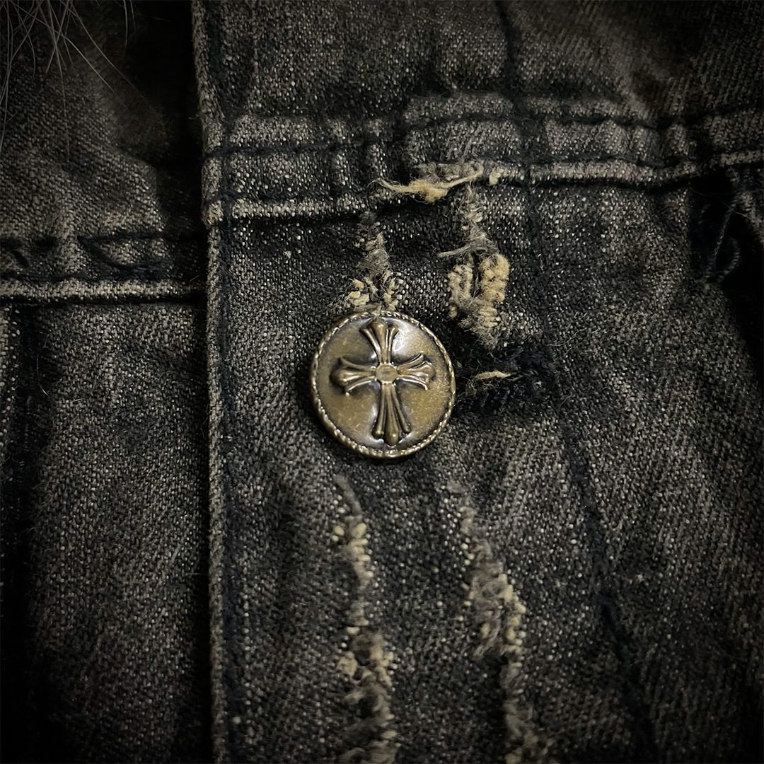 In The Attic Raccoon Fur Distressed Jeans Jacket