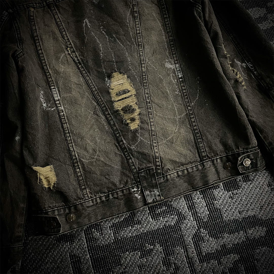 In The Attic Raccoon Fur Distressed Jeans Jacket