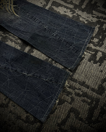 Tornado Mart Tribal Embroidery Spiral Flared Jeans