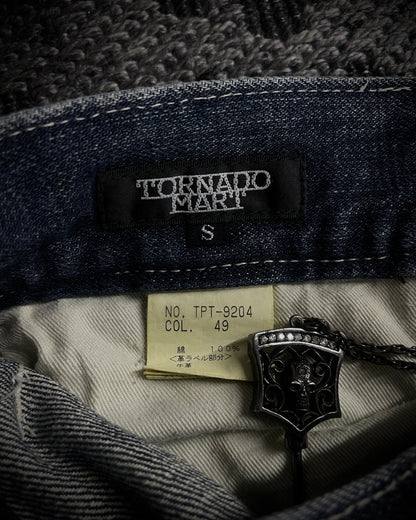 Tornado Mart Tribal Embroidery Spiral Flared Jeans