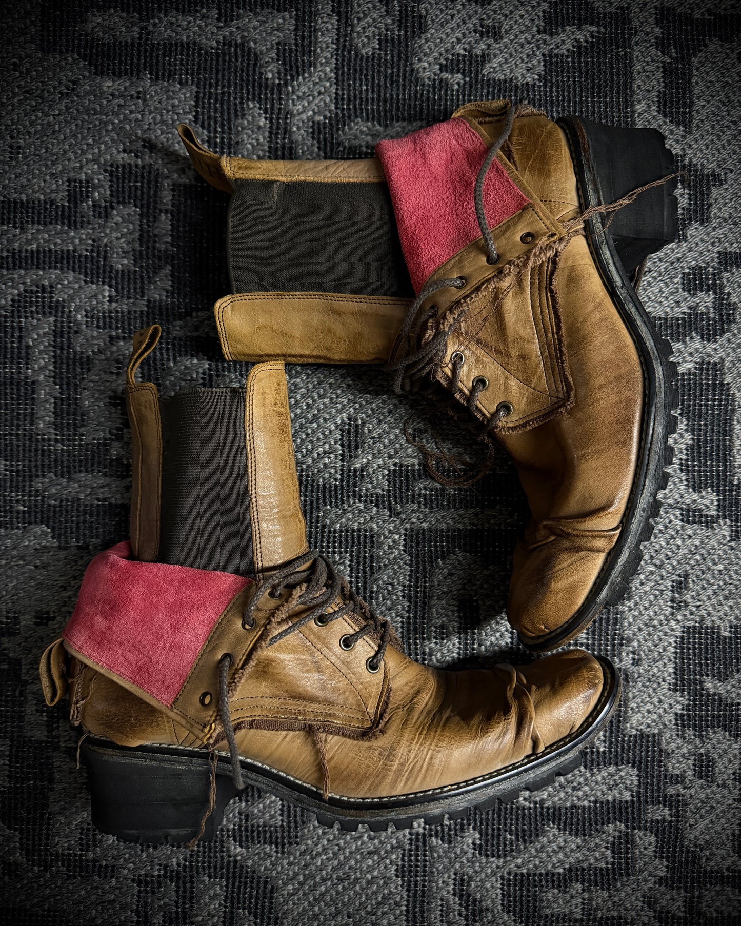 Hiromu Takahara Distressed Raw Edge Leather Boots