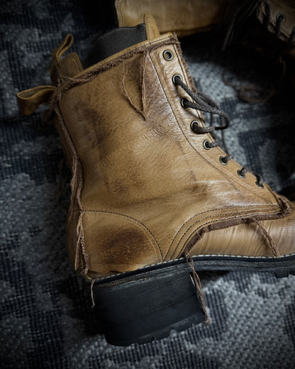 Hiromu Takahara Distressed Raw Edge Leather Boots