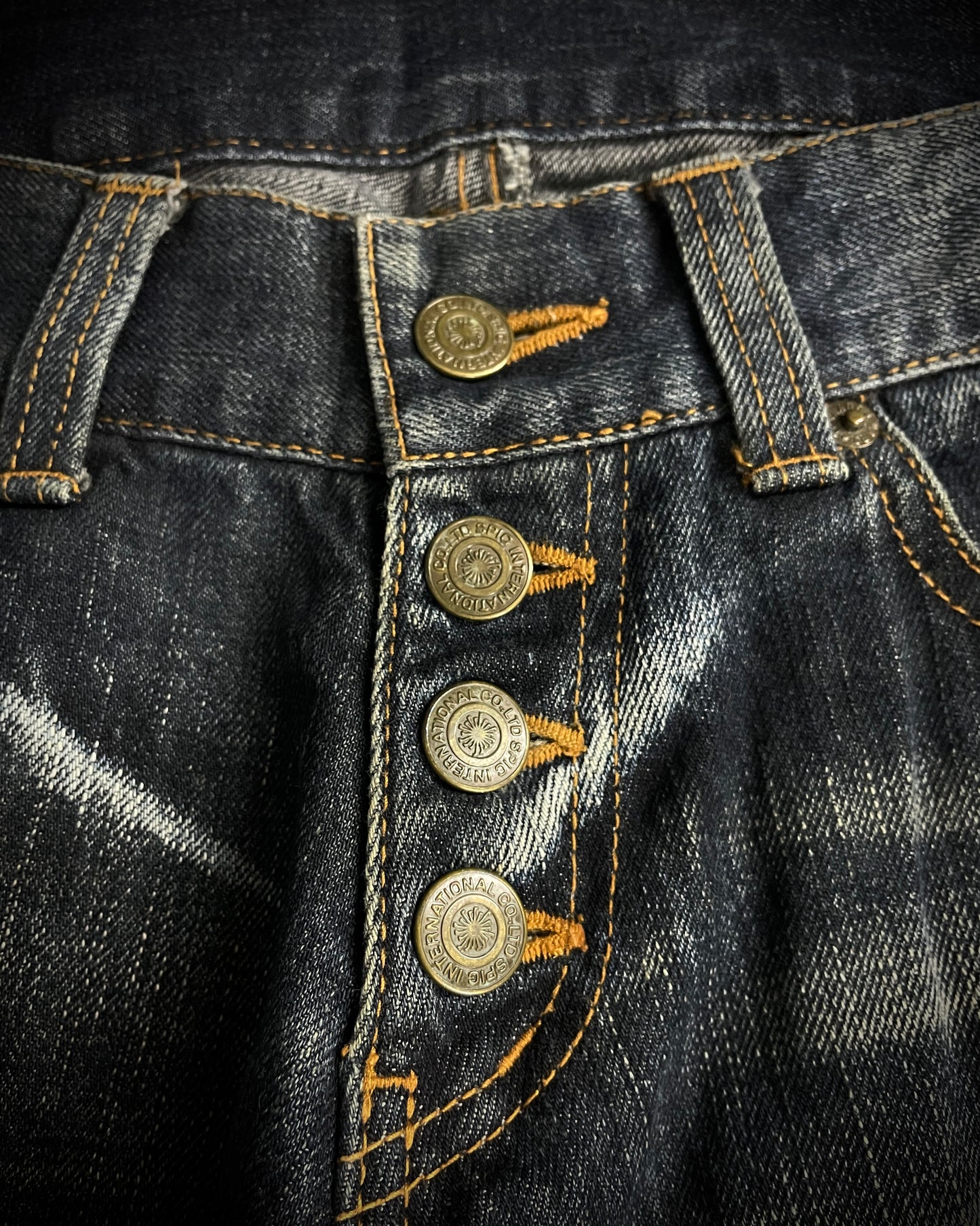 Tornado Mart Crackle Wash Lace-Up Flared Denim