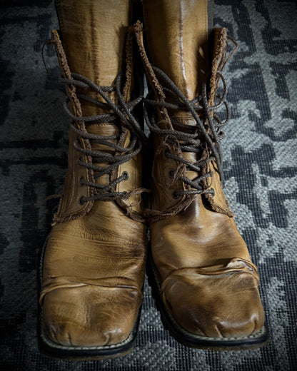 Hiromu Takahara Distressed Raw Edge Leather Boots