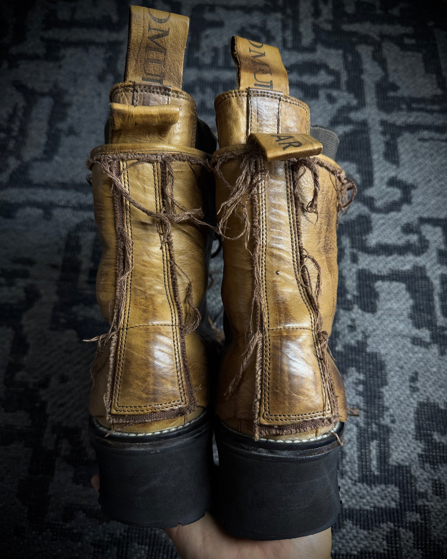 Hiromu Takahara Distressed Raw Edge Leather Boots