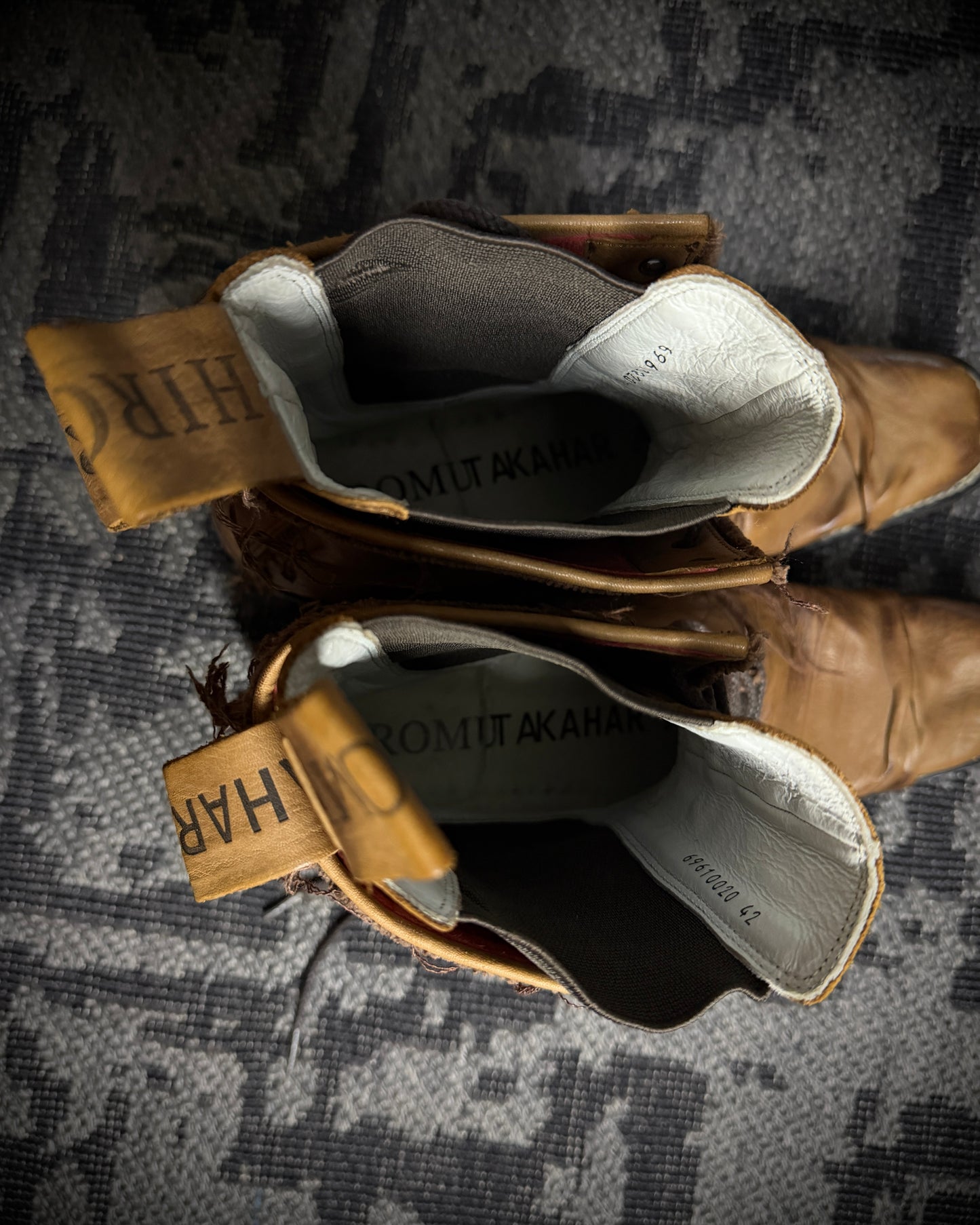 Hiromu Takahara Distressed Raw Edge Leather Boots