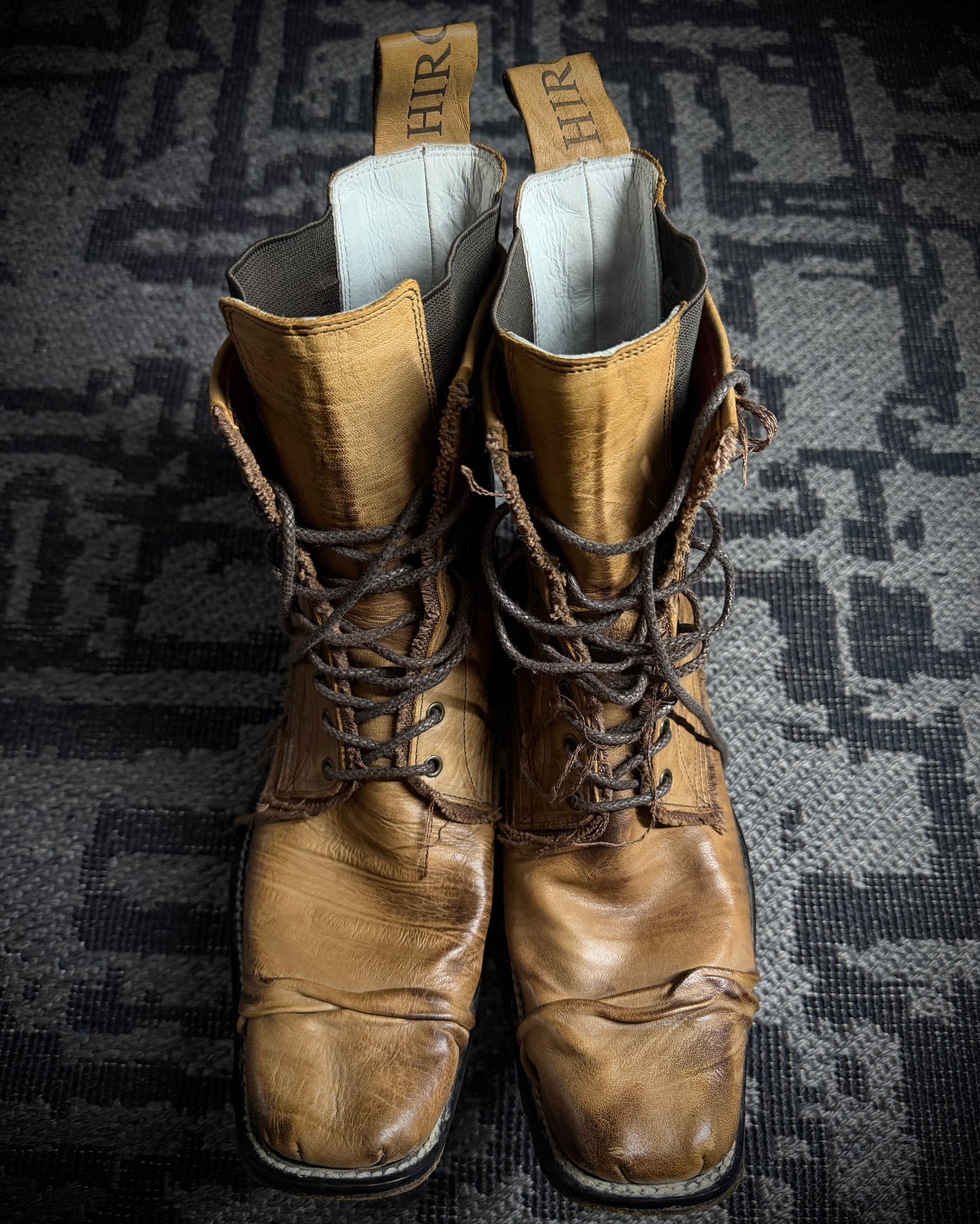 Hiromu Takahara Distressed Raw Edge Leather Boots