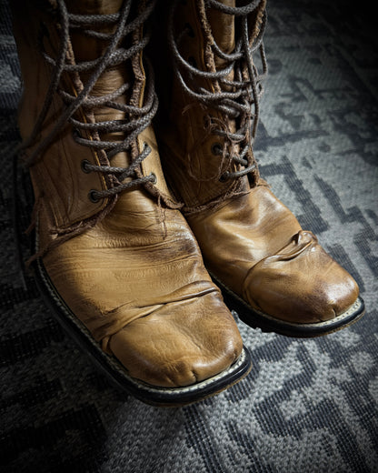 Hiromu Takahara Distressed Raw Edge Leather Boots