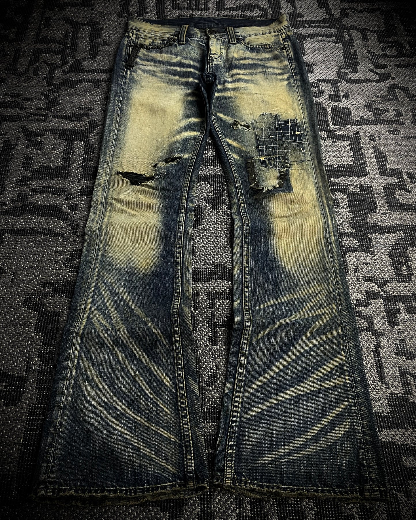 The Murder License Aged Whiskered Flared Denim