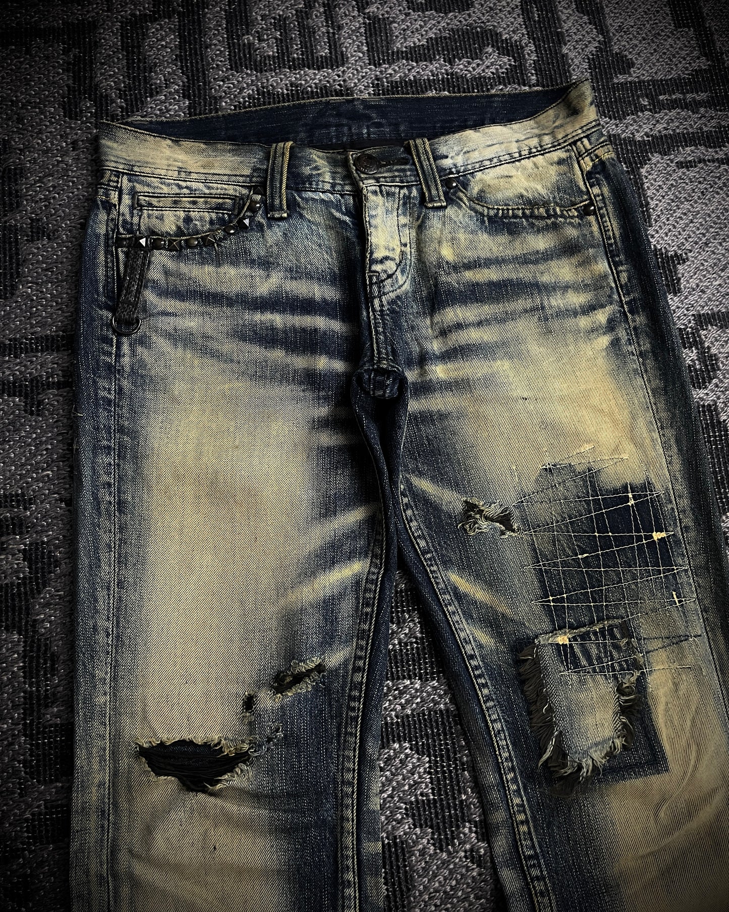 The Murder License Aged Whiskered Flared Denim