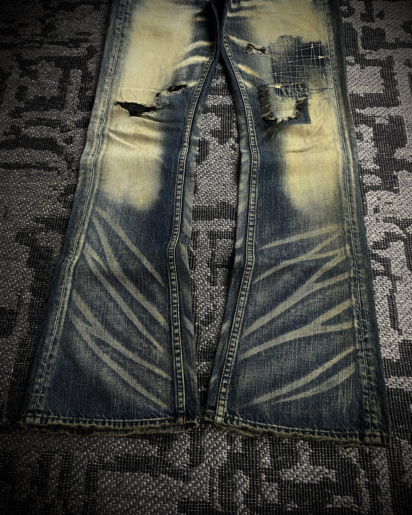 The Murder License Aged Whiskered Flared Denim