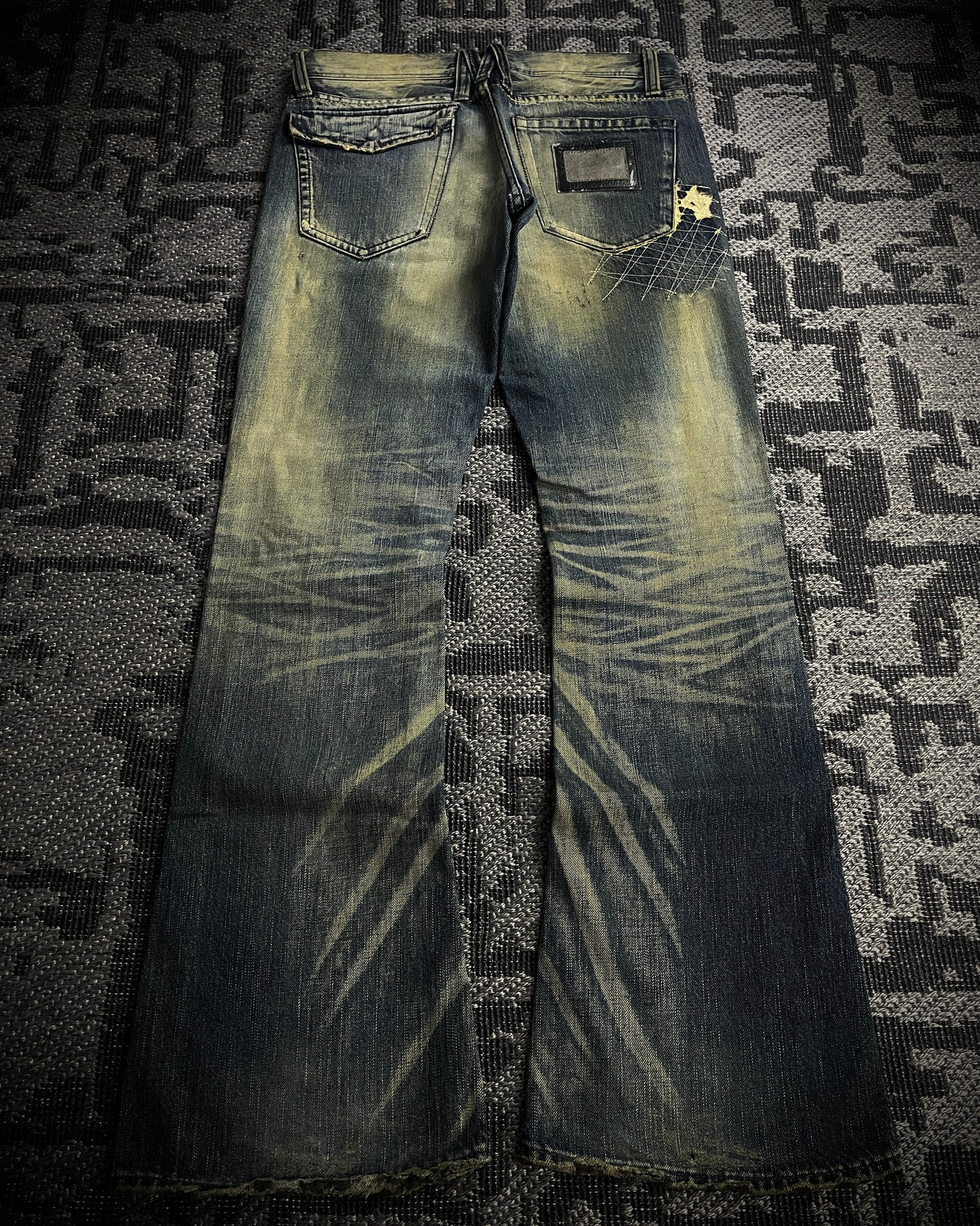 The Murder License Aged Whiskered Flared Denim