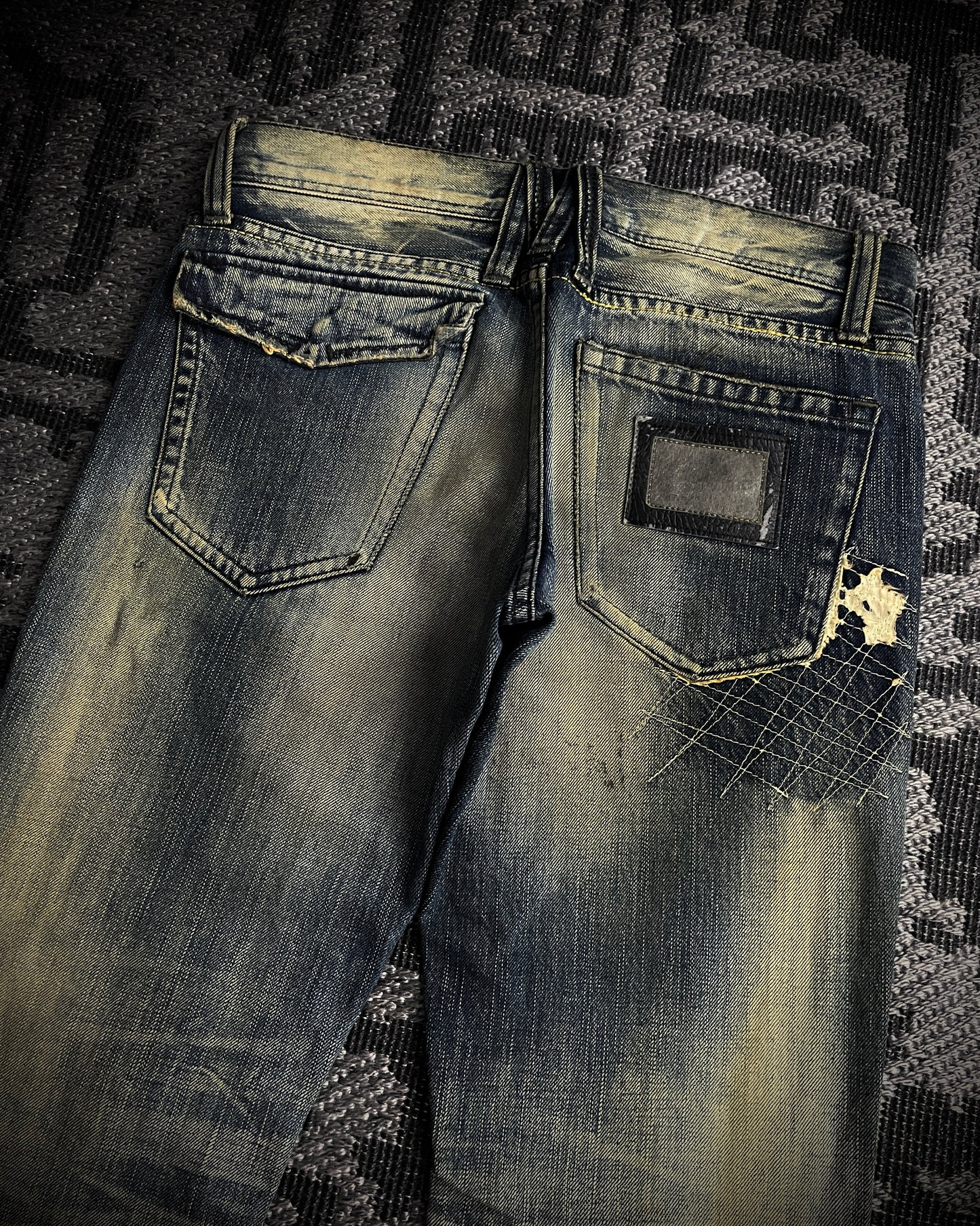 The Murder License Aged Whiskered Flared Denim