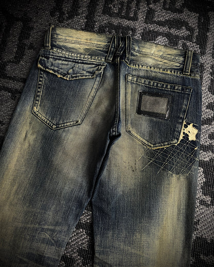 The Murder License Aged Whiskered Flared Denim