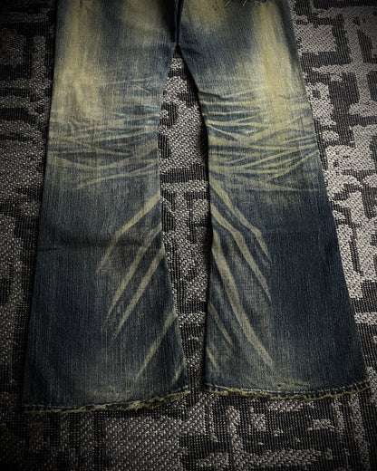The Murder License Aged Whiskered Flared Denim
