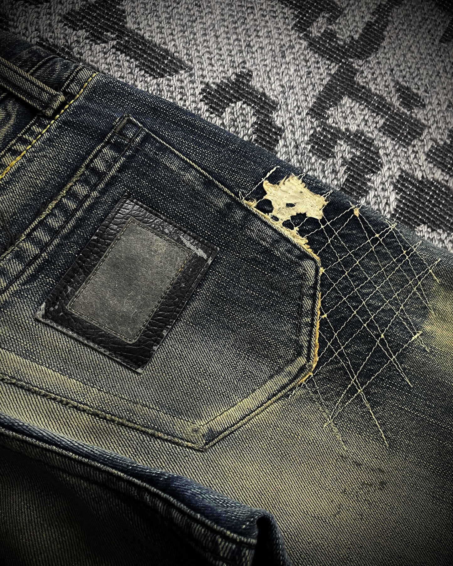 The Murder License Aged Whiskered Flared Denim
