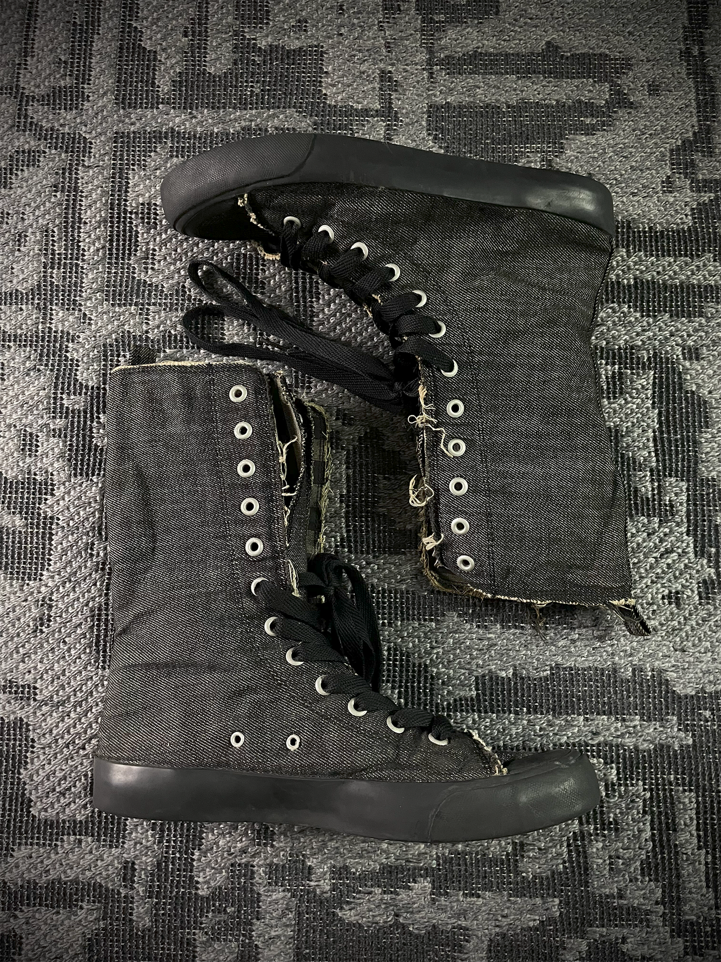 PPFM Denim Distressed High Top Sneaker