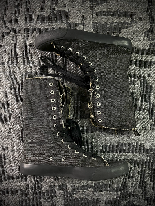 PPFM Denim Distressed High Top Sneaker