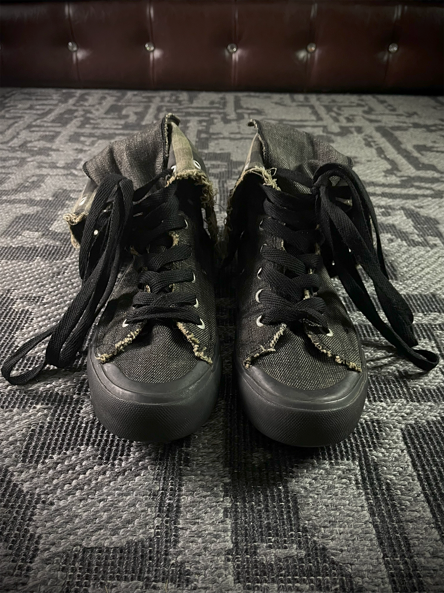 PPFM Denim Distressed High Top Sneaker