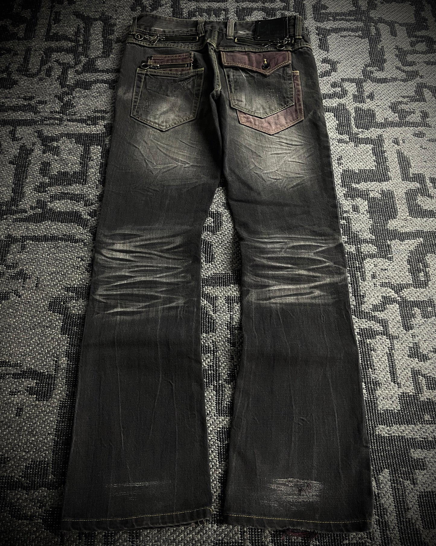 Semantic Design Multi Zip Whiskered Bootcut Jeans
