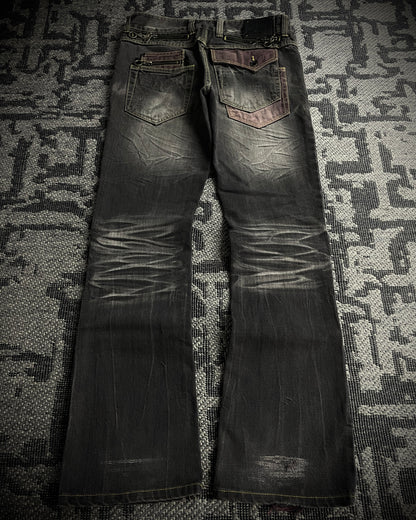 Semantic Design Multi Zip Whiskered Bootcut Jeans