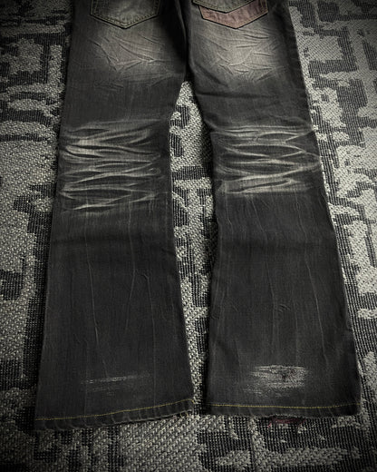 Semantic Design Multi Zip Whiskered Bootcut Jeans