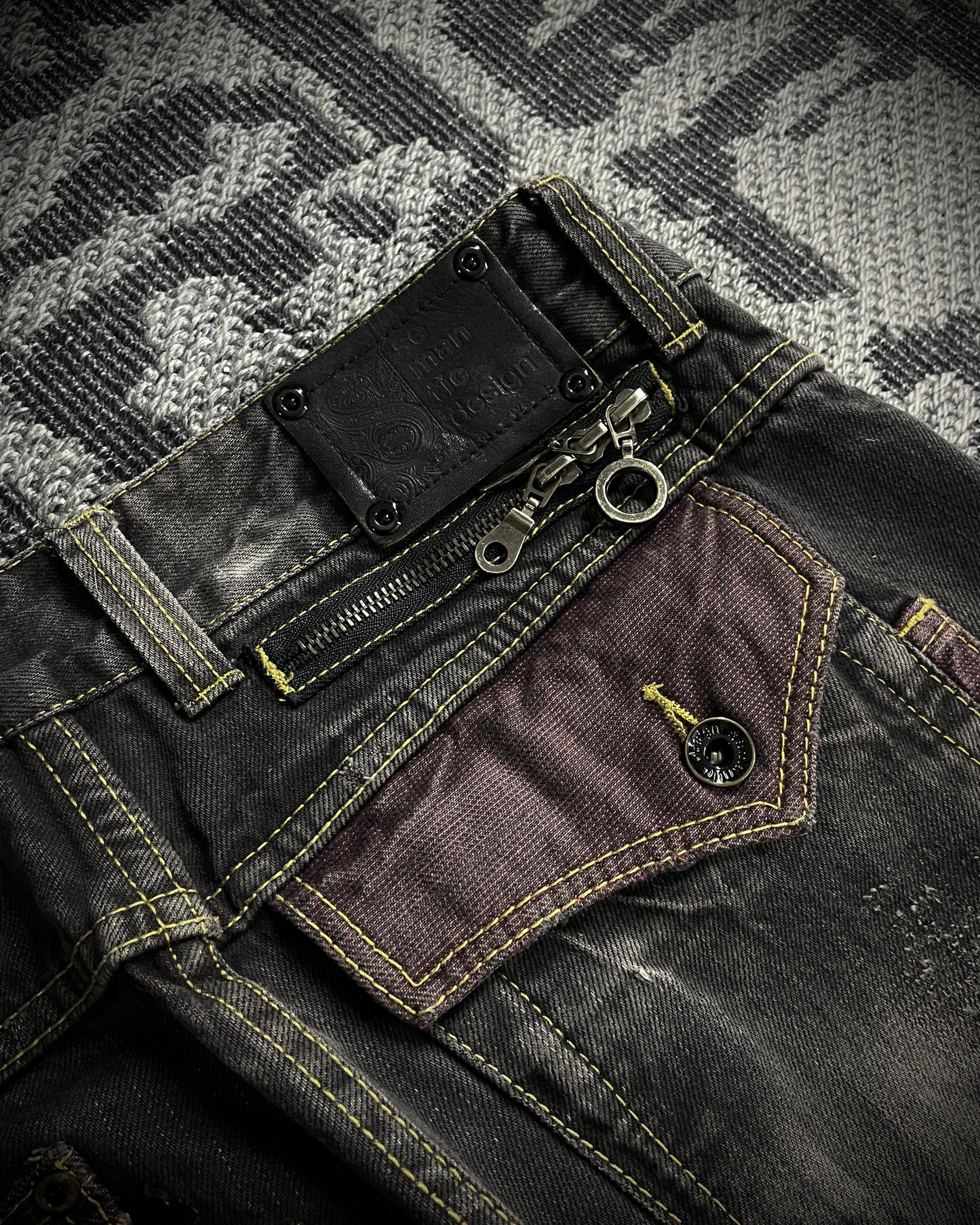 Semantic Design Multi Zip Whiskered Bootcut Jeans