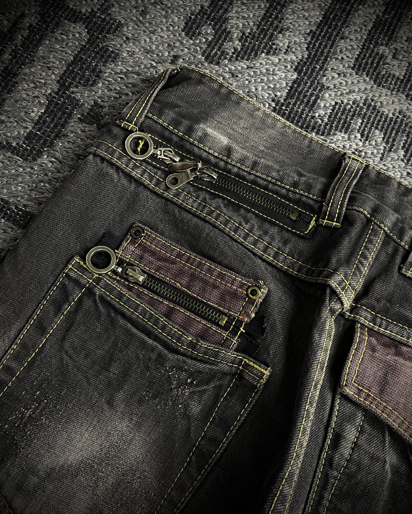 Semantic Design Multi Zip Whiskered Bootcut Jeans