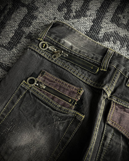 Semantic Design Multi Zip Whiskered Bootcut Jeans