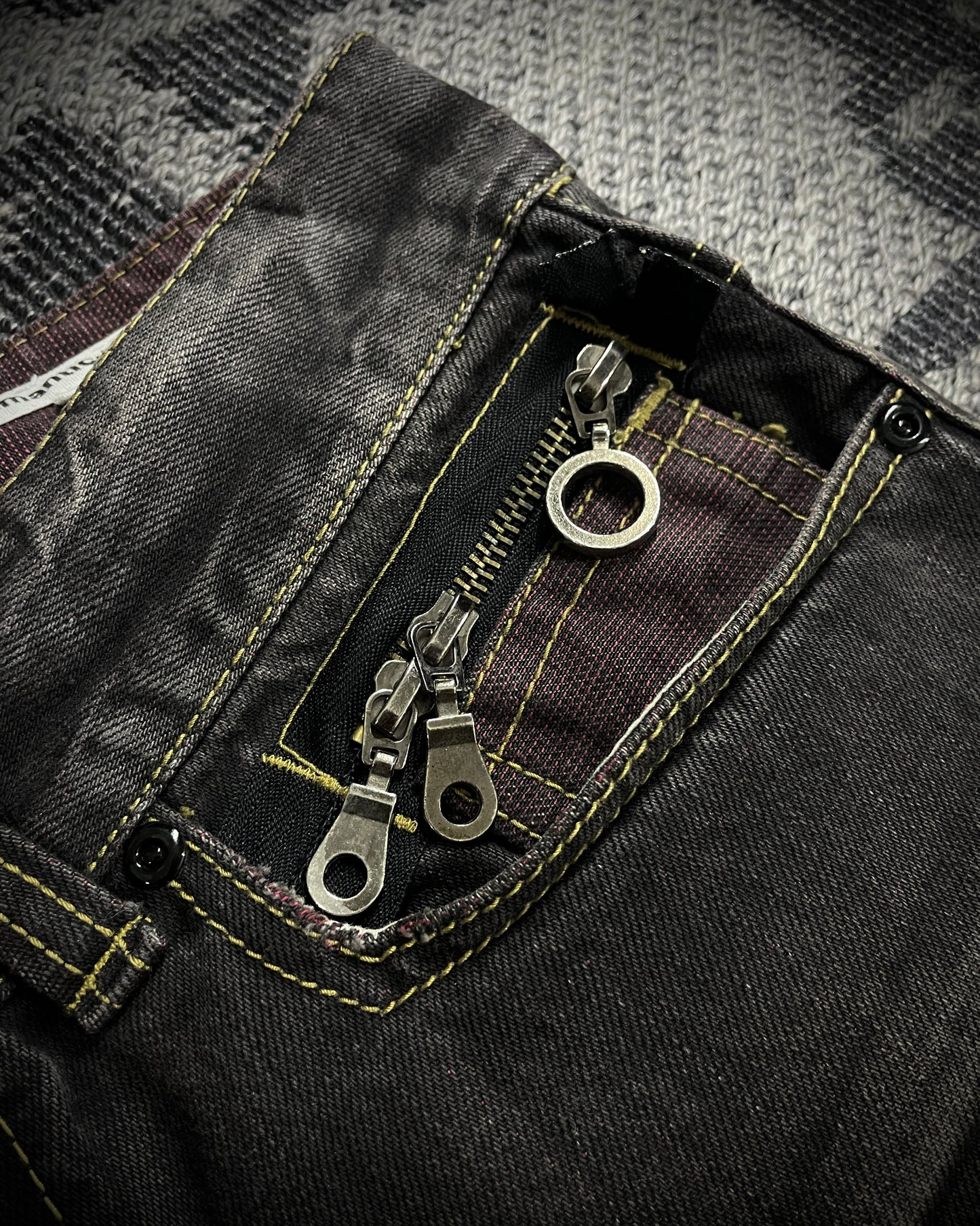 Semantic Design Multi Zip Whiskered Bootcut Jeans