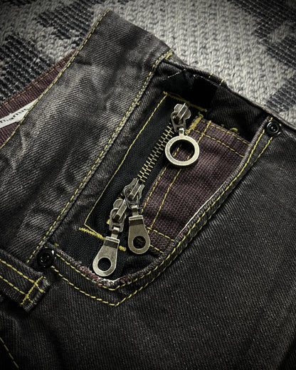 Semantic Design Multi Zip Whiskered Bootcut Jeans