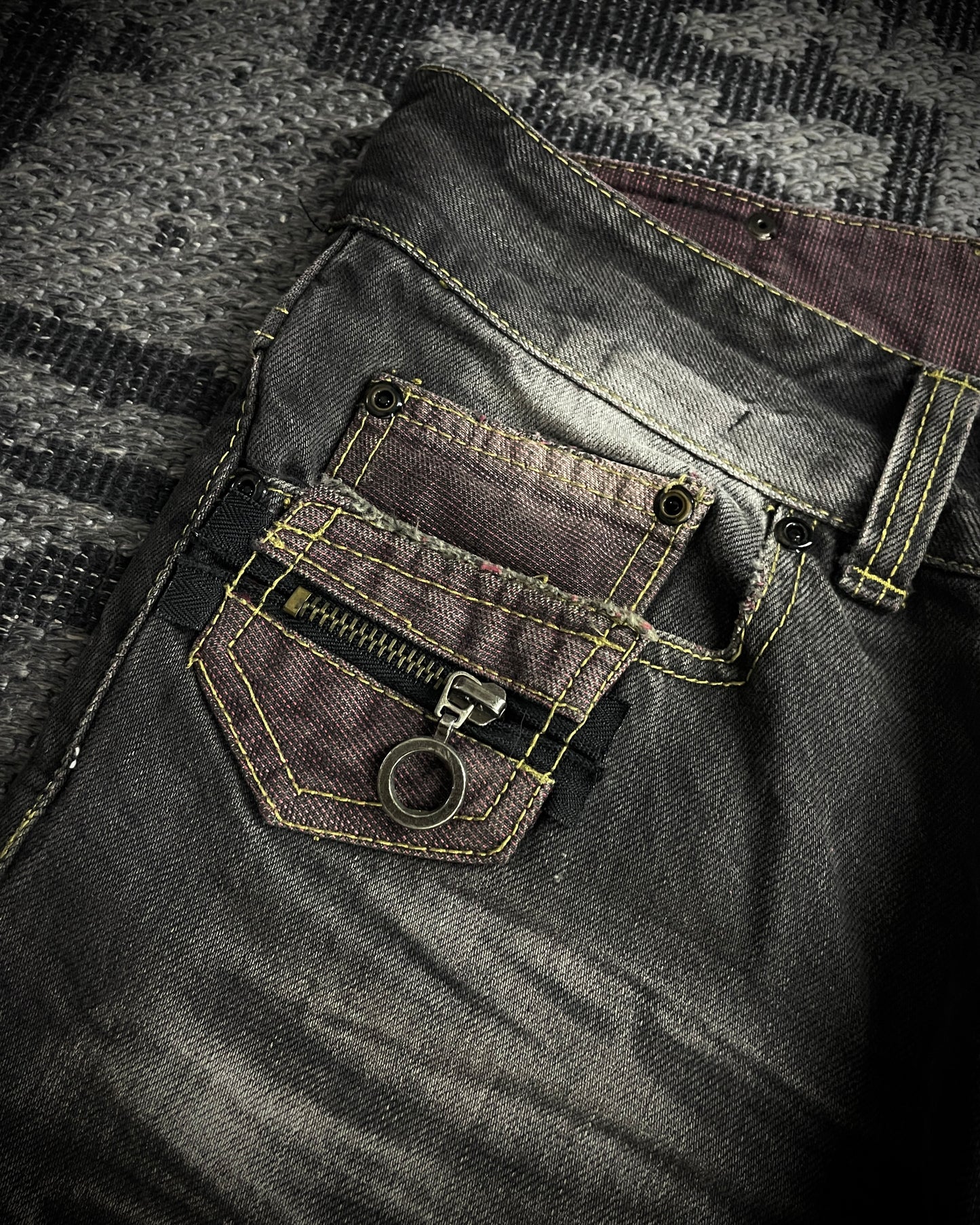 Semantic Design Multi Zip Whiskered Bootcut Jeans