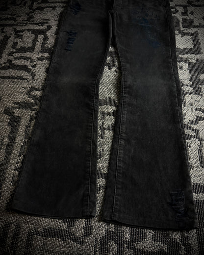 CIVARIZE Skull Cross Corduroy Distressed Bootcut Pants