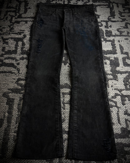 CIVARIZE Skull Cross Corduroy Distressed Bootcut Pants