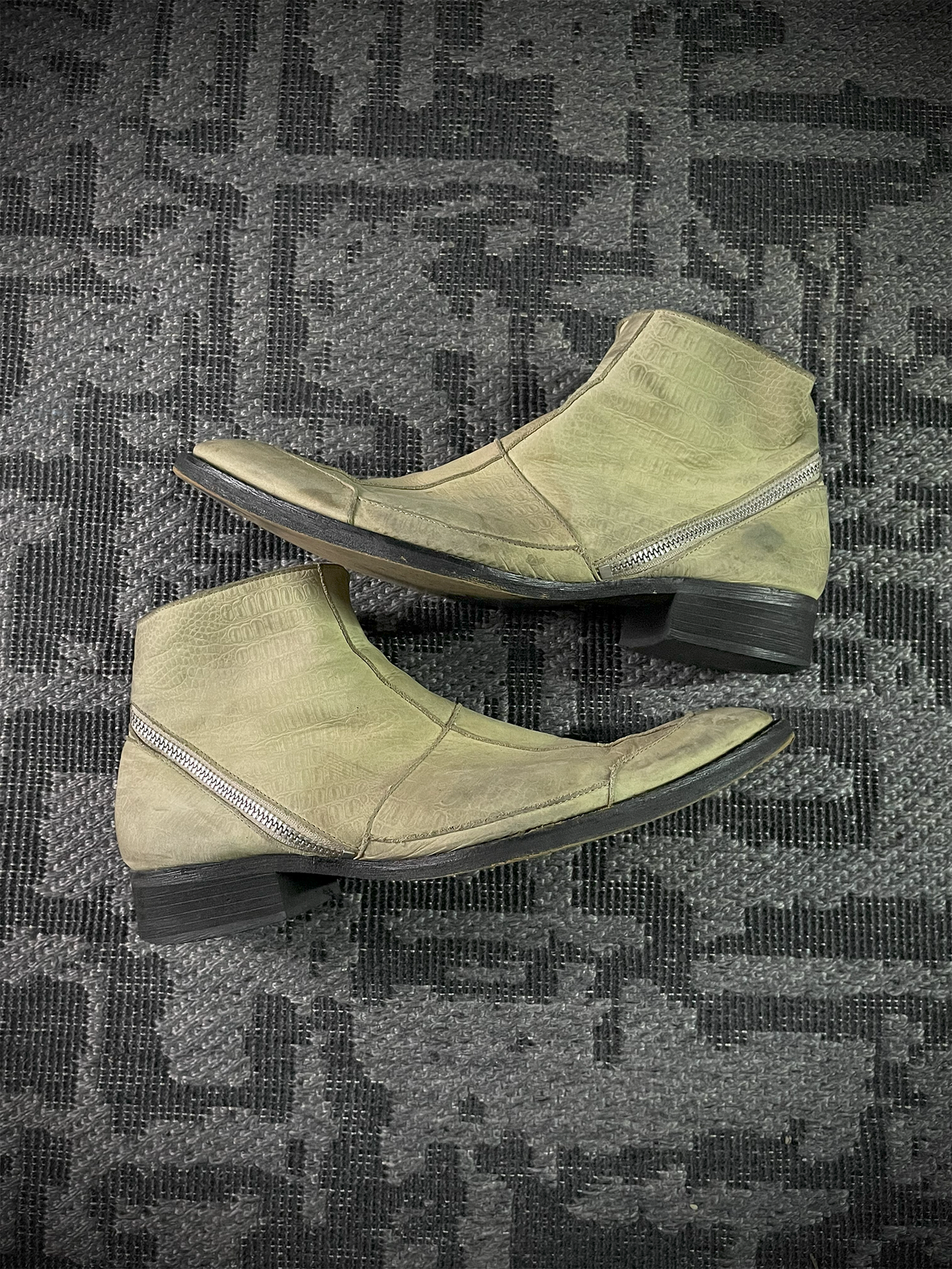 Tornado Mart Crocodile Leather Tornado Zip Boots