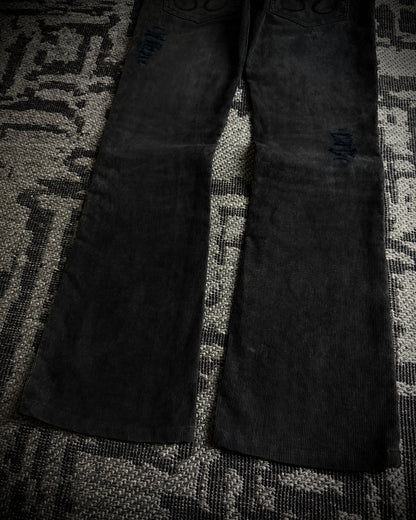 CIVARIZE Skull Cross Corduroy Distressed Bootcut Pants