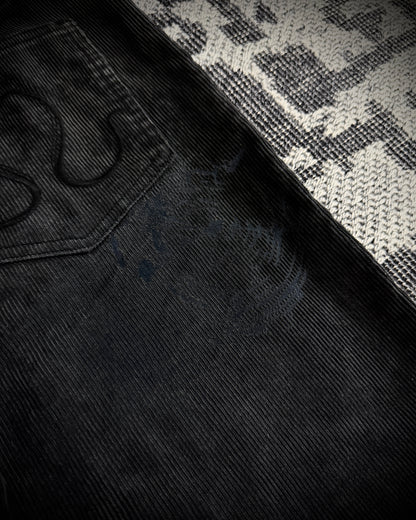 CIVARIZE Skull Cross Corduroy Distressed Bootcut Pants