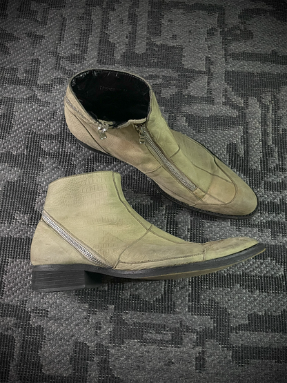 Tornado Mart Crocodile Leather Tornado Zip Boots